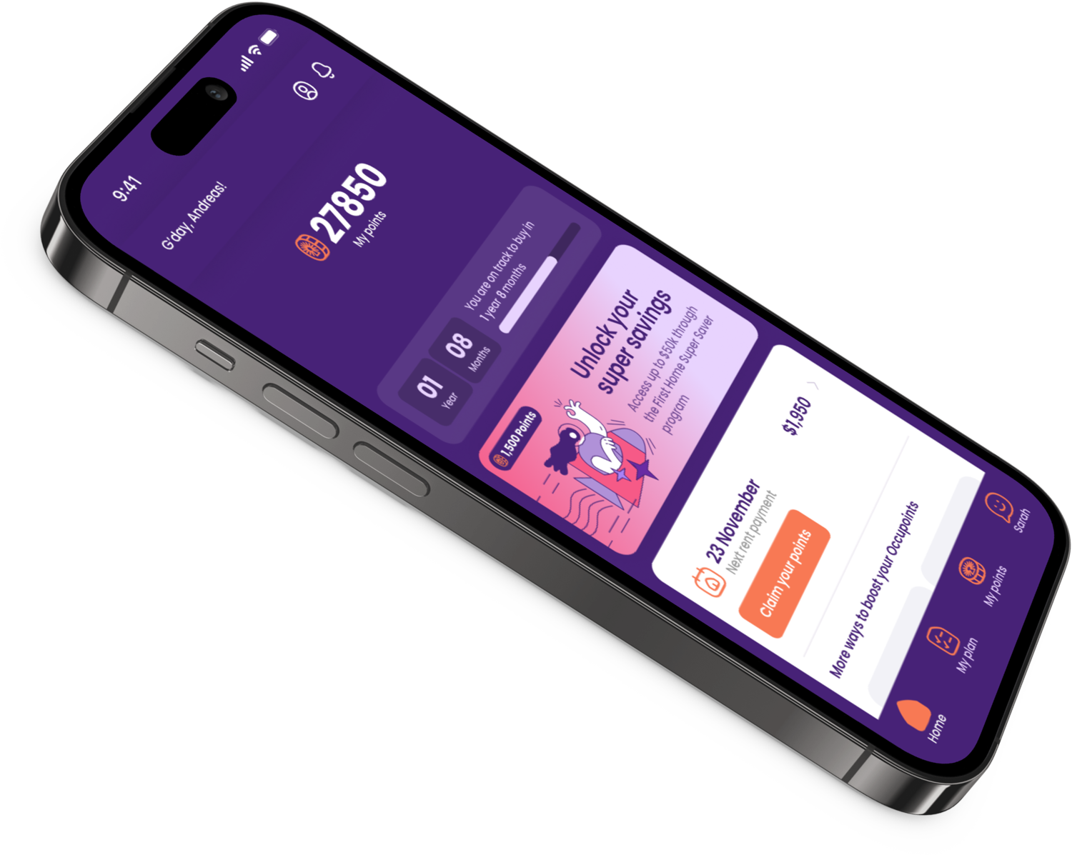 Image of a phone showing the Occubuy app interface